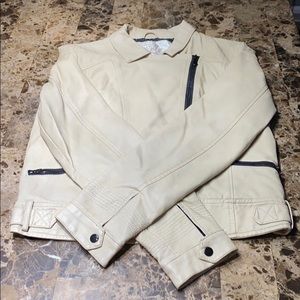 Arden B light tan cream motorcycle leather jacket
